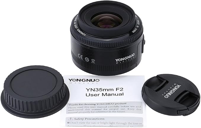 YONGNUO YN35mm F2 Lens 1:2 AF/MF Wide-Angle Fixed/Prime Auto Focus Lens for Canon EF Mount EOS Camera