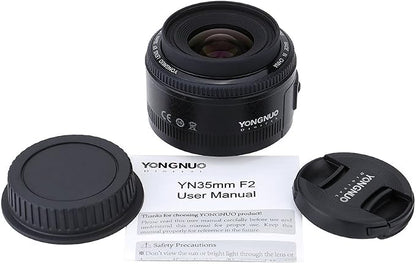 YONGNUO YN35mm F2 Lens 1:2 AF/MF Wide-Angle Fixed/Prime Auto Focus Lens for Canon EF Mount EOS Camera