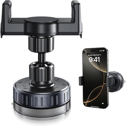 Vacuum Suction Cup Phone Mount, Hands-Free Shower Cell Phone Holder, 720° Adjustable Phone Suction Grip Stand for Car Dashboard/Gym/Mirror, Compatible with All 4-7 Inches Smartphone (T26-C)