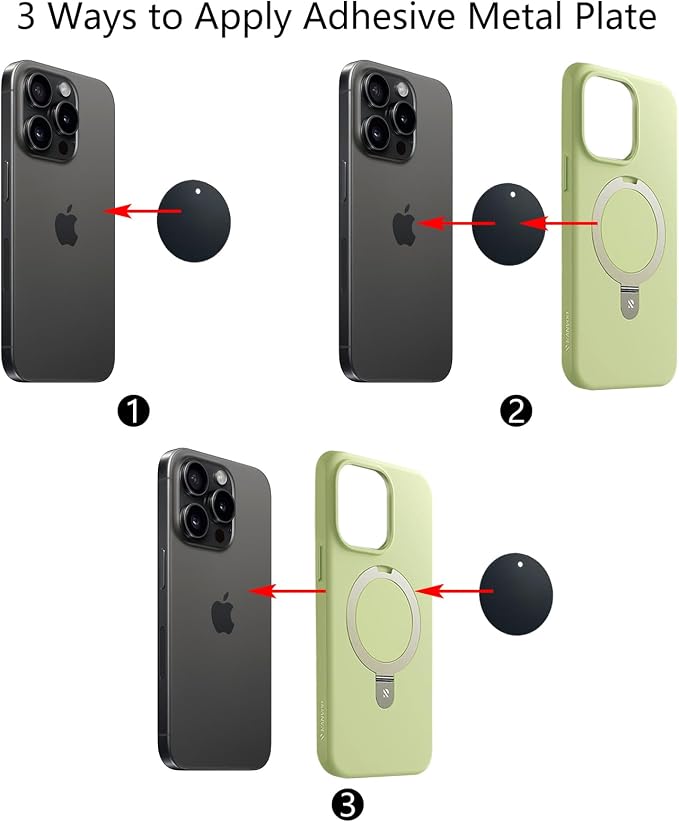 BGJRBY Mount Metal Plate（8Pack） for Magnetic Car Mount Phone Holder with Full Adhesive for Phone Magnet, 8 X Round (Black)