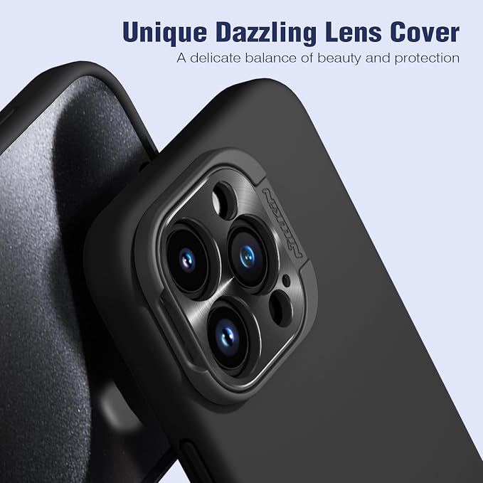 Nillkin for iPhone 15 Pro Max Case Silicone[Compatible with MagSafe][Innovation Metal Camera Invisible Stand] Military Grade Protection Shockproof Phone Case for iPhone 15 Pro Max 6.7'' Green