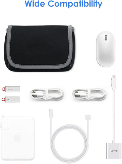 LENTION Medium Gray Travel Electronic Organizer Pouch with Hook-and-Loop | Compact Tech Storage Fits Adapter, Mice, Charger, Power Bank & Cable to Keep Daily Travel Accessories Neatly Sorted