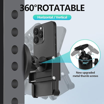 Vinkqiado Gym Magnetic Phone Holder, All Metal Magnet Base Phone Mount for Gym Equipment, Tractor, Refrigerator, Forklift, or Any Ferrous Metal Surface, Compatible with All Smartphones (Large Base)