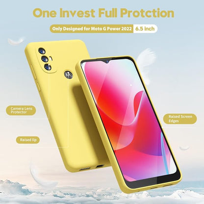 oakxco for Motorola Moto G Power 2022 Phone Case/Moto G Play 2023 Phone Case Liquid Silicone, Thin Slim Soft Rubber Gel TPU Plain Simple Cover for Women, Matte Solid Color,Yellow