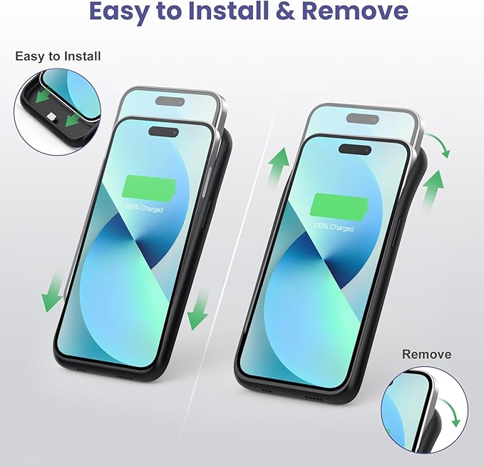 Battery Charging Case for iPhone 12Pro Max/13Pro Max/14Pro Max/14Plus (6.7 Inch), Powerful 8600mAh Portable Rechargeable Charger Cover for iPhone 14ProMax/14Plus/13Promax/12Promax Battery Case-Black
