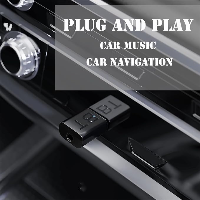 Mini 2-in-1 USB Bluetooth Receiver,5.4 Wireless Audio Adapter 3.5mm Car Kit Music Receiver for Home/Car Stereo Sound System, Bluetooth Adapter(Aux in) with 3.5mm Cable