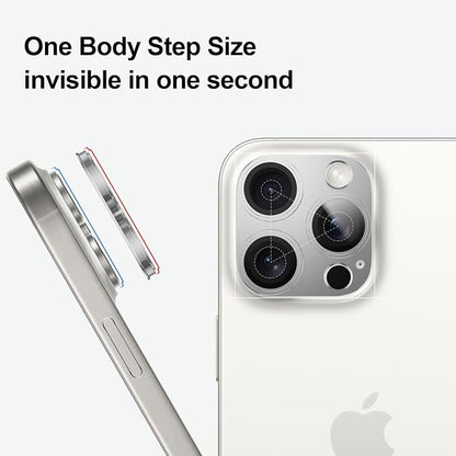 for iPhone 14/15/16 Pro & Pro Max Camera Lens Protector, Step Tempered Glass with Metal Alloy Frame, for iphone 15 pro camera lens protector, Clear Photography, Military-Grade Protection,Silver