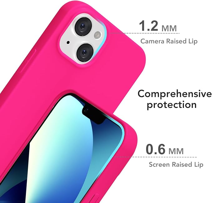 for iPhone 13 Mini/ 12 Mini Case Silicone Compatible with Magsafe Case, Ultra Slim Thin Magnetic Phone Cases Mag Safe, Cute Soft Rubber Gel TPU Matte Wireless Charging Cover for Women, Hot Pink