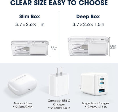 ARVOK 2 Sets Cable Organizer Box with 20 Adjustable Compartments，Cable | Storage Box with Lid,Solution for Cable Chaos Charging Cables, Organizer for Home Office Desk Organizers and Accessories