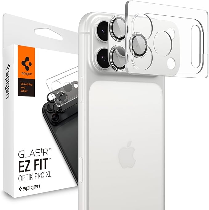 Spigen Camera Lens Screen Protector [GlasTR EZ Fit Optik Pro XL] Designed for iPhone 17 Pro [Case Friendly] - Silver [1 Pack]