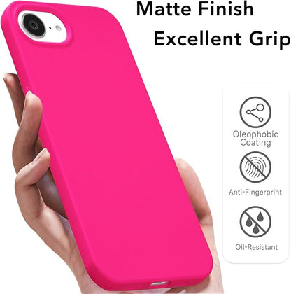 for iPhone 17e 16e Case Silicone Compatible with Magsafe Case, Ultra Slim Thin Magnetic Phone Cases Mag Safe, Cute Soft Rubber Gel TPU Matte Plain Wireless Charging Cover for Women, Hot Pink