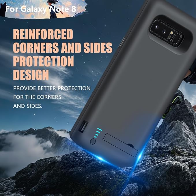 Sitong Upgraded Battery Case for Samsung Galaxy Note 8, 6500mAh Rechargeable Battery Charging Charger Case, Add 1.4X Extra Juice (6.3 Inches) Black