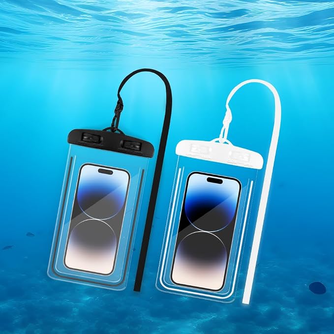 Waterproof Phone Pouch, 2 Pack Water Proof Cell Phone Case, Phone Wet Dry Bag Holder Beach Vacation Waterpark Underwater Cruise Essentials Accessories Must Haves Packing List Stuff for Men Women
