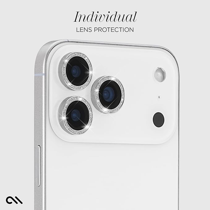 Case-Mate Camera Lens Protector with Aluminum Twinkle Rings for iPhone 17 Pro Max/iPhone 17 Pro - Double Tempered Glass, Anti-Scratch - Ultra HD View with Night Shooting, Case Friendly, Easy Install