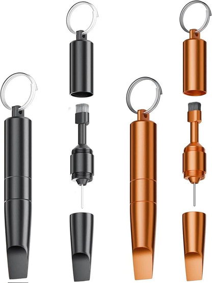 2PCs 3-in-1 Cleaning Brush Mobile Phone Card pin Keychain sim Battery Compartment Multi-Function Cleaning Brush handset Cleaning (Black+Gold)