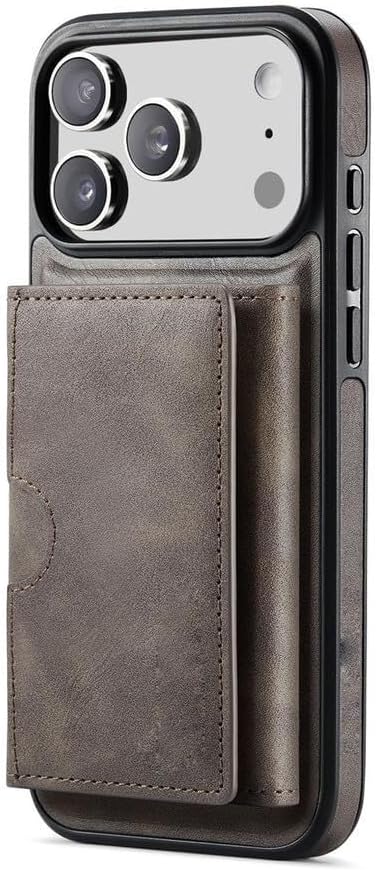 Wallet Case for iPhone 17 Pro Max/17/17 Pro/17 Air, Magnetic 2 in 1 Detachable Back Card Slots Heavy Duty Protection Cover Kickstand Supports Wireless Charging Case (17,Brown)