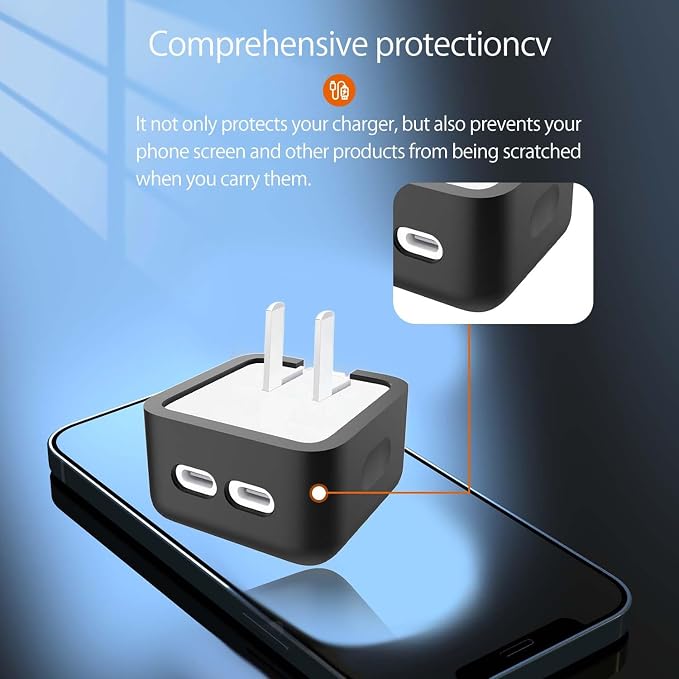 Case for Apple 35W Power Adapter,NOUKAJU Silicone Protective Cover,Drop-Proof,Scratch-Proof,Shock-Proof,Protective Case for Apple 35W Charger(Black)