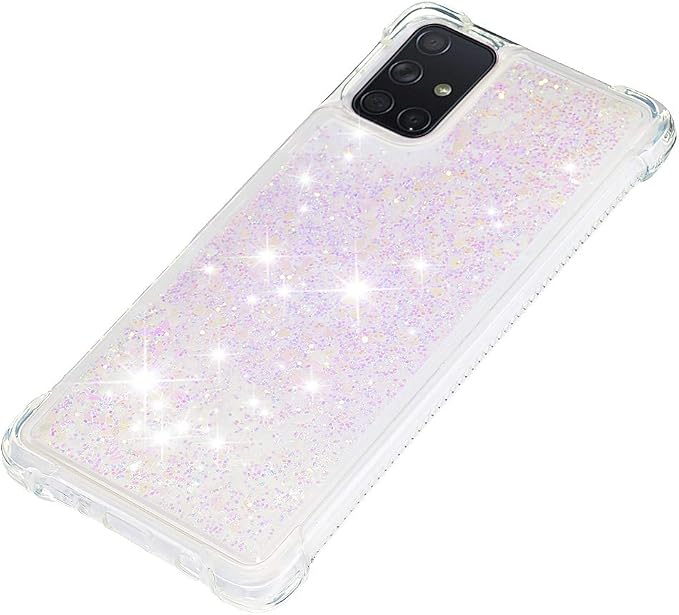 Glitter Phone Case für Galaxy A71 Women, Bling Flowing Liquid Case Bumper Protective Cover TPU Silicone Shockproof Back Case Transparent Hard Case Anti Yellowing Compatible with Samsung Galaxy A71