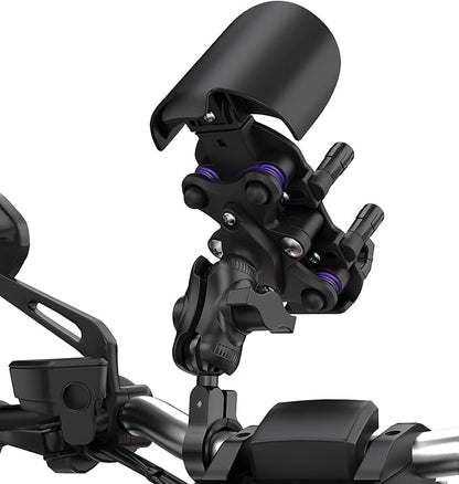 iMESTOU Anti-Vibration Motorcycle Phone Mount, Shock Damping Bike Cellphone Holder with 1" Ball Mount Base 720° Rotatable Fits for 12-32mm Handlebars, Widely Compatible with 5.4"-7.0" Smartphones