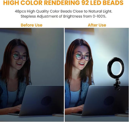 Video Conference Lighting Kit, Ring Light Clip on Laptop Monitor, 6" Dimmable LED Circle Selfie Light for Zoom Meeting/Remote Working/Zoom Calls/Live Streaming/Video Recording