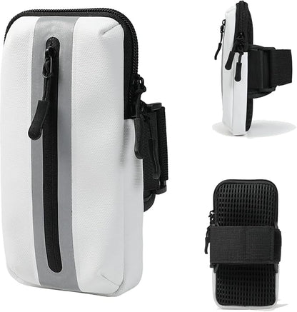 Prime Comfort Running Phone Holder Armband, iPhone Arm Bands for Exercise, Running Arm Bands for Cell Phone, Phone Purse Cell Phone Holder for Walking (White)