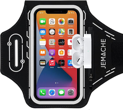 Armband for iPhone Pro Max 17 16 15 14 13 12 Plus, Air with Airpods Holder, Gym Workouts Running Phone Arm Band (Black)