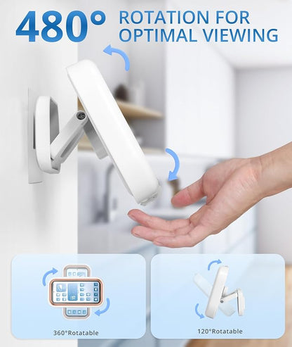 Shower Phone Holder Waterproof - Shower Phone Mount 480° Rotation Bathroom Cellphone Holder for Wall Bathroom Batheub Kitchen Mirror for 4-7" Cellphone