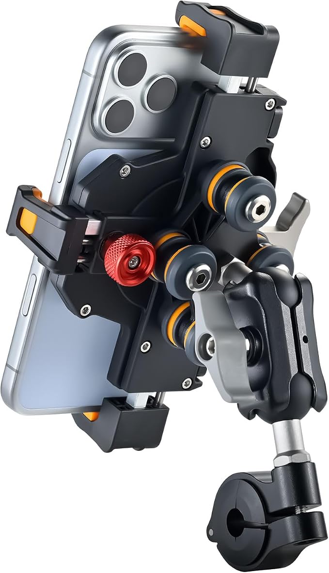 Motorcycle Cell Phone Mount with Vibration Dampener, M lite Anti-Theft MTB Phone Mount for Motorcycle ATV Bike UTV Scooter, ATV Phone Holder Fit 6.1"-7.2" Phone, High-Speed Secure Lock(Plastic )