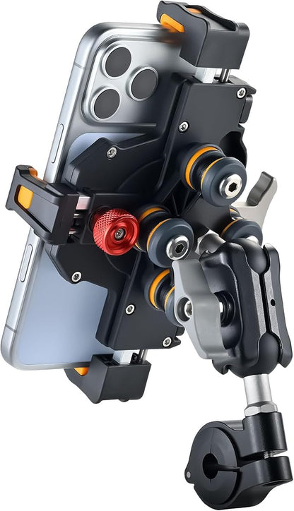 Motorcycle Cell Phone Mount with Vibration Dampener, M lite Anti-Theft MTB Phone Mount for Motorcycle ATV Bike UTV Scooter, ATV Phone Holder Fit 6.1"-7.2" Phone, High-Speed Secure Lock(Plastic )