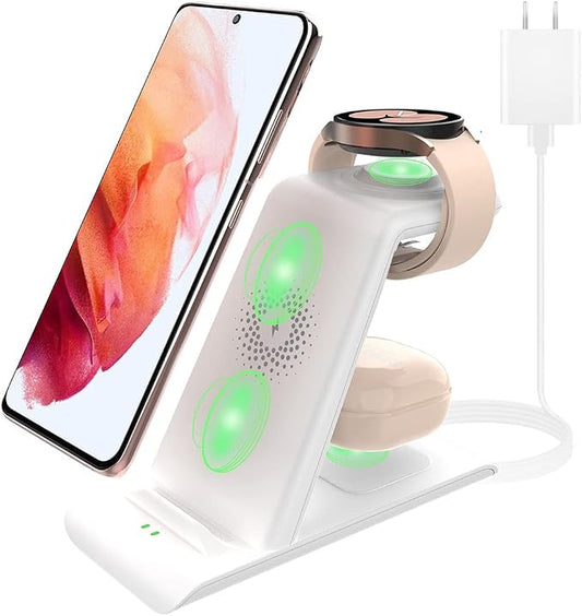 Wireless Charging Station for Samsung Wireless Charger Galaxy S26 Ultra/S25/S24/S23/S22/Note20 Z Fold Flip7 Galaxy Watch 8/7/6/5/4/3 Active 2/1 Stand Galaxy Buds4/4 Pro/3/2 Pro/Live Multiple Devices