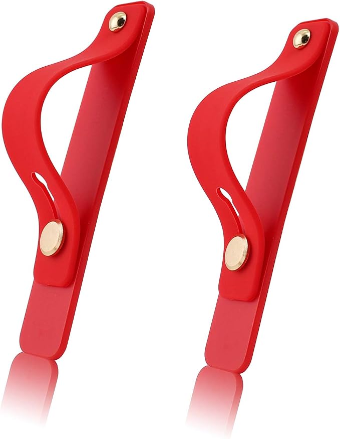 Removable and Reusable Cell Phone Grip Strap, Yetaida Telescopic Finger Kickstand Bracket Universal Silicone Phone Holder Stand and Portable Finger Loop for Most Smartphones Case (Red)