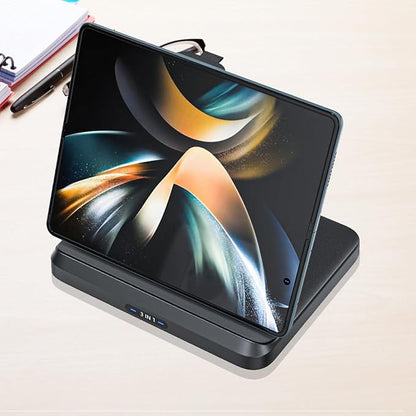 for Samsung Galaxy Z Fold 7 6 5 4 Wireless Charger Station, 3 in 1 Foldable Charging Stand Fast Charging Dock for Galaxy Z Flip 7 6 5 4 / Z Trifold/Galaxy S25/S26 Ultra/Galaxy Watch/Galaxy Buds