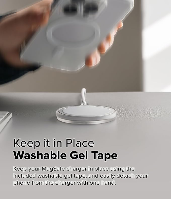 Ringke Slim Compatible with MagSafe Charger Case (Not for 2024 Version) Wireless Charging Pad Cover Designed for MagSafe Charger 15W (A2140, 1M) - Matte Clear