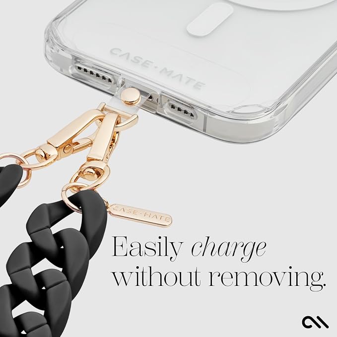 Case-Mate Crossbody Phone Lanyard / Chain [Works with All Phones] Hands-Free Strap - Cell Phone Charm - Neck Chain Holder for iPhone 17 Pro Max / 16 Pro Max / 15 Pro Max / 14 / 13 / S26 Ultra - Black