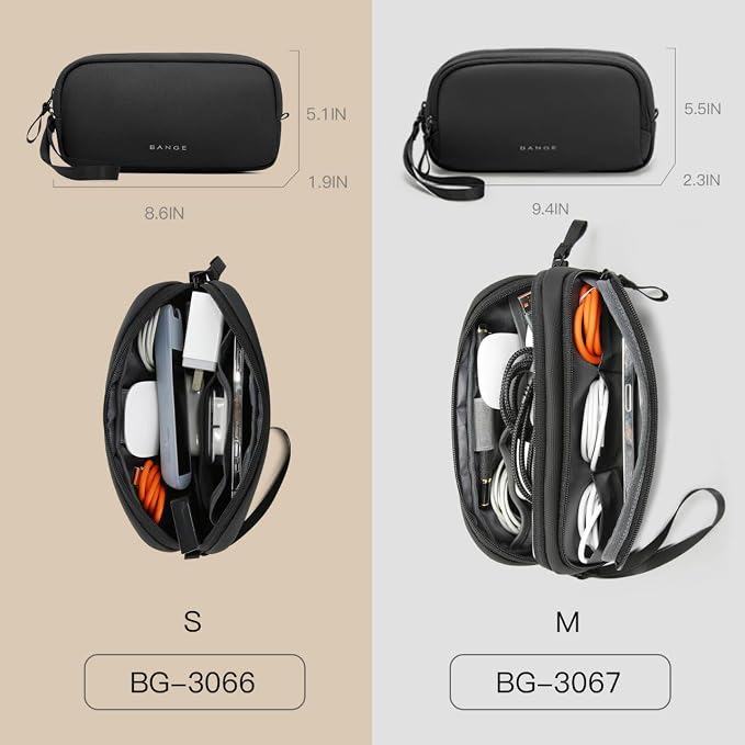 BANGE Travel Cable Organizer Pouch，Water Resistant Tech Accessories Bag Carry Storage，Electronic Organizer Accessory Case for Charger, Cables, Power Bank, Hard Drive, Cords