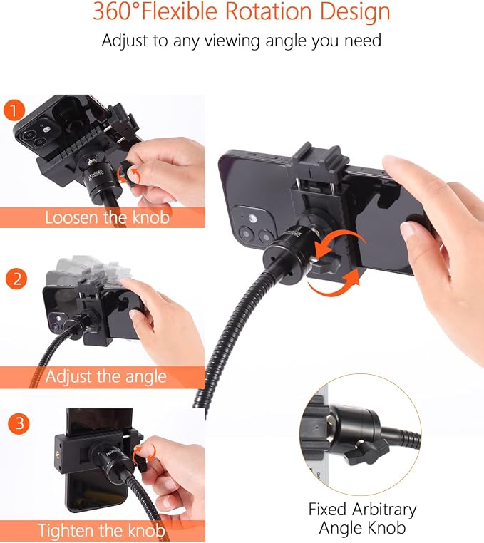 Adjustable Phone Tripod, Overhead Phone Mount, Tabletop Tripod for Cookie Decorating and Teaching Online Live Streaming and Showing Drawing Sketching Cooking