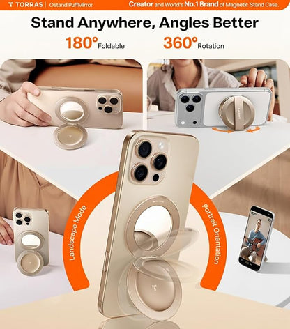 TORRAS 2026 Upgraded (Gen 7.0) Magnetic Phone Grip Ring Stand Holder, Comfortable Silicone Ring, Compatible with MagSafe Accessories 4-in-1 Kickstand for iPhone 17 Pro Max 16 15 14 13 Android,Rosegold