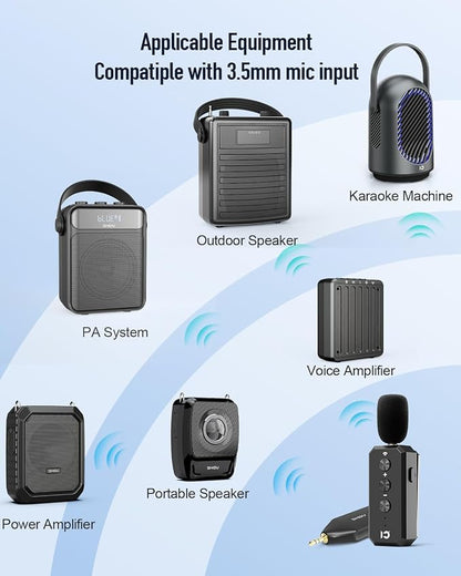 SHIDU Wireless Microphone Headset 2.4G Wireless lavalier Mics System with 3.5MM Plug for Voice Amplifier, Speakers, PA System Teacher, Tour Guides, Fitness Instructor
