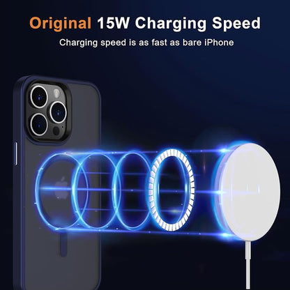 MOCCA Strong Magnetic for iPhone 13 Pro Max Case,[Compatible with Magsafe][Glass Screen Protector+Camera Lens Protector] Slim Thin Shockproof Cover Phone Case for iPhone 13 Pro Max 6.7", Deep Blue