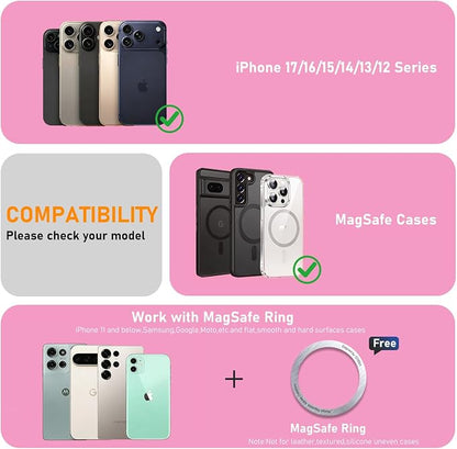 Magnetic Tripod for iPhone, Aluminium Phone Tripod Stand Compatible with Magsafe iPhone 17/16/15/14/13/12 Series, Foldable Strong Magnetic Phone Stand & Travel Essentials Accessories