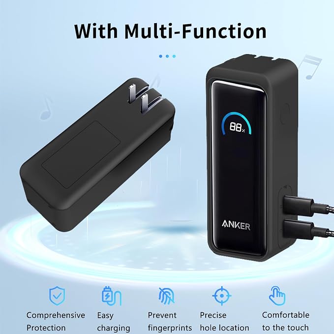 NOUKAJU Case for Anker Prime Power Bank 9600mAh 65W Output, Silicone Protective Cover,Drop-Proof,Scratch-Proof,Shock-Proof,Protective Case for Anker Prime Power Bank 9600mAh(Black)