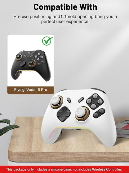 Silicone Protective Case for Flydigi Vader 5 Pro Wireless Controller, Full-Body Protective Cover with Precise Cutout, Shockproof Dustproof Protector Sleeve & Scratch-Resistant Sleeve (White)