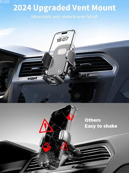 Nycetek 2026 Upgraded Car Vent Phone Mount [Military-Grade Clip] 360° Rotation, Universal Cellphone Holder Fits for iPhone 16 15 14 13 Pro Max Samsung Galaxy S24 S23 & All