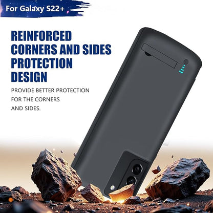 Battery Case for Samsung Galaxy S22+, 5000mAh Rechargeable Extended Battery Charging Charger Case, Add 100% Extra Juice (6.6 Inches) Black