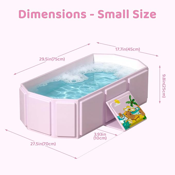Portable Bathtub, Foldable Bathtub No Installation, Bathroom SPA Soaking Tub, Shower Stall Collapsible Hot & Ice Bath Tub (Light Pink, 29.5"L x 17.7"W x 9.8"H)