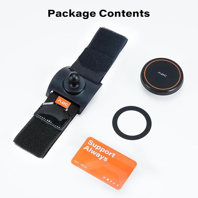 A2C Magnetic Guitar Phone Holder Mount with Adjustable Elastic Strap | 360° Rotatable Ball Head | Guitar Accessory Gift | Compatible with MagSafe – Metal Ring Included for All Smartphones