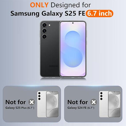 SPIDERCASE Designed for Samsung Galaxy S25 FE Case,[10 FT Military Grade Drop Protection],2 Pack [Tempered Glass Screen Protector+Camera Lens Protector] Heavy Duty Shockproof Case,Clear