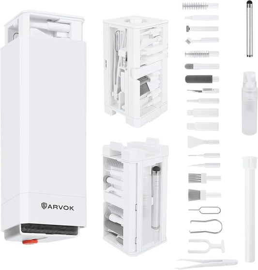 ARVOK Phone and Laptop Cleaning Kit, 32 in 1 Computer Laptop Cleaner Kit, Multi-Function Electronic Cleaner Kit for Earbuds, Cellphones, Keyboard, Screens, Camera Lens, Chargers, Electronics Devices