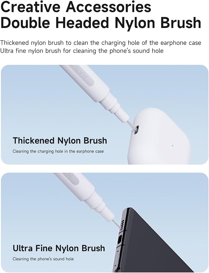 Hagibis Cleaning Pen for Airpods Pro 1 2 3 Multi-Function Cleaner Kits Soft Brush for Bluetooth Earphones Case Cleaning Tools for iPhone 16 15 Pro Max LEGO Camera Lens (White)