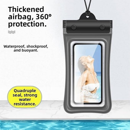 Floating Waterproof Phone Case Full View Swimming Bag Transparent Dry Cover for Underwater Snow Rainforest Use(Blue)
